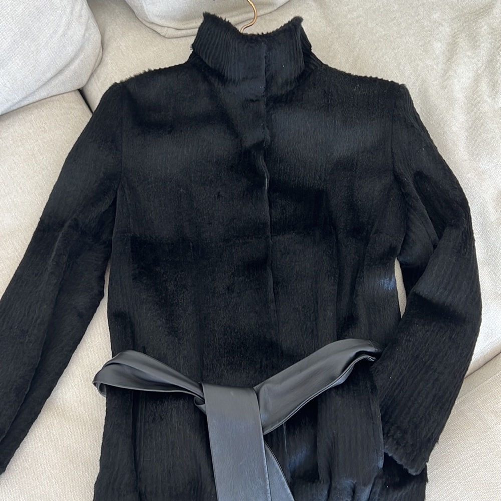 JIL SANDER Black Single Breasted Sheared Fur Coat
